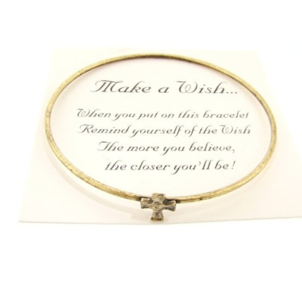 Make a Wish Antiqued Finish Bracelet - (Cross)